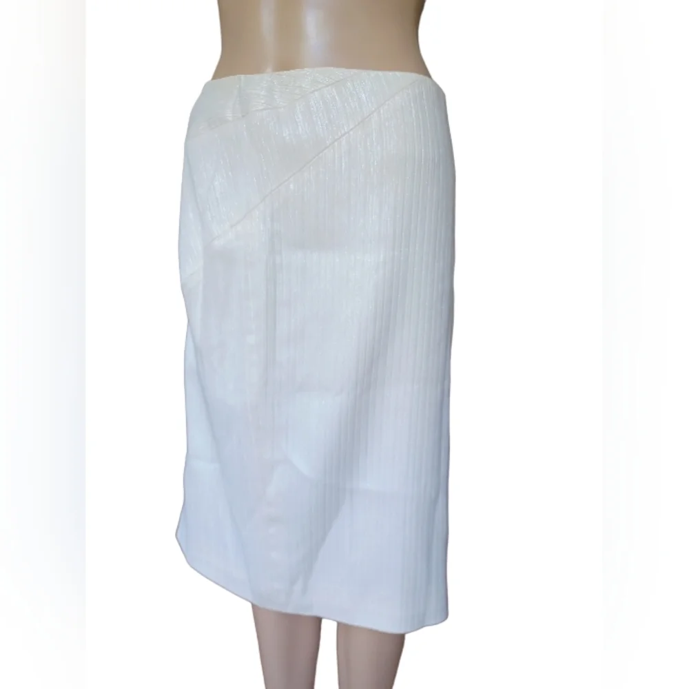 Gianni Versace Womens White Reflective Straight Pencil Skirt Knee Length Size 44 - Picture 5 of 9